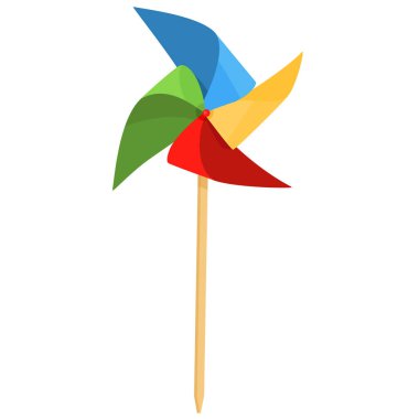 Windmill fırıldak oyuncağı beyaz arka planda izole edilmiş. Vektör