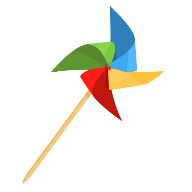 Windmill fırıldak oyuncağı beyaz arka planda izole edilmiş. Vektör