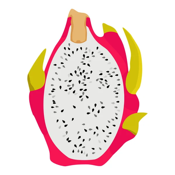 Delicioso Corte Fatia Pitahaya Dragão Fruta Isolada Fundo Branco Vetor — Vetor de Stock