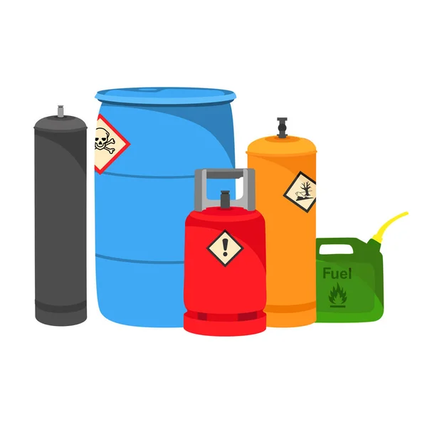 Produtos Químicos Perigosos Tanque Segurança Com Substância Inflamável Radioativa Perigosa —  Vetores de Stock