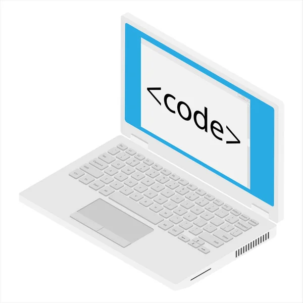 Concetto di codifica per laptop. Sviluppatore web, progettazione, programmazione. Codice schermo portatile — Foto Stock