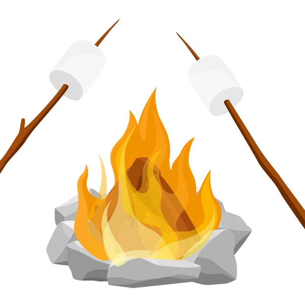 Cartoon Style Vector Illustration Campfire Bonfire Isolated White Background — Stock Vector