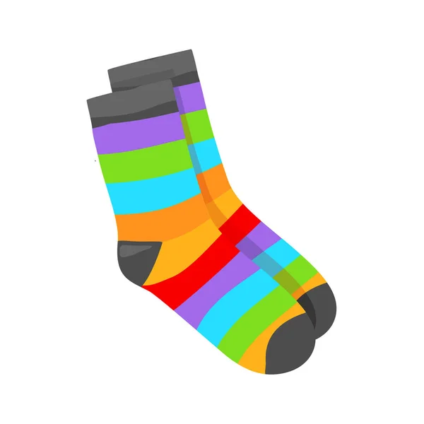 Pair Rainbow Socks Isolated White Background Vector Illustration — Stock Vector