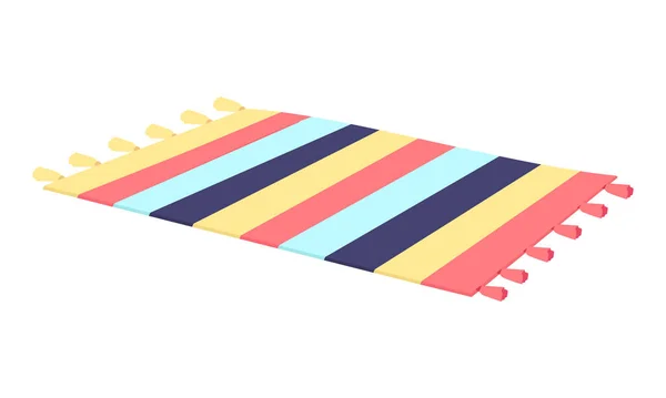Tapis Posé Sur Sol Rayures Décor Tissu Coton Intérieur Vecteur — Image vectorielle
