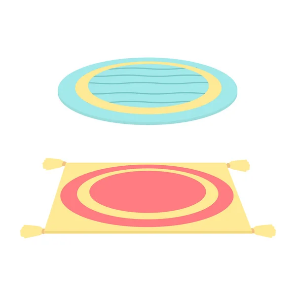 Χαλί Ξαπλωμένο Στο Πάτωμα Ριγέ Διακόσμηση Βαμβακερό Ύφασμα Εσωτερικό Διάνυσμα — Διανυσματικό Αρχείο