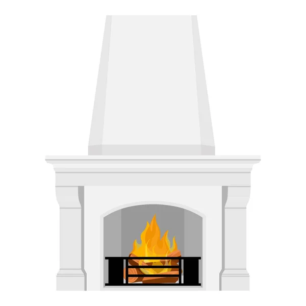 Classic Luxury White Fireplace Isolated White Background Vector — Stock Vector