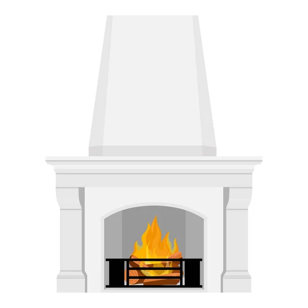 Clásica Chimenea Blanca Lujo Aislada Sobre Fondo Blanco Vector — Vector de stock