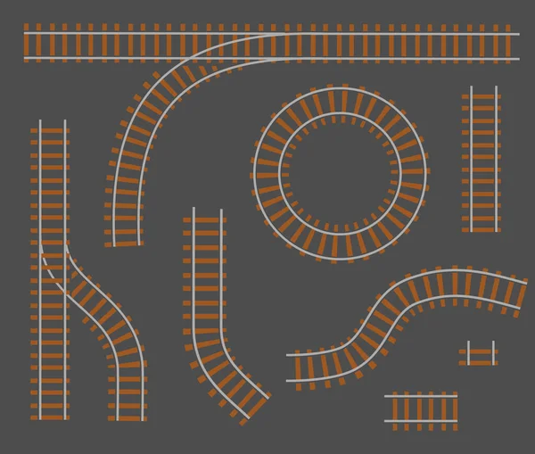 Ferrocarril Curvado Aislado Fondo Pistas Rectas Diseño Arte Propio Revestimiento — Vector de stock