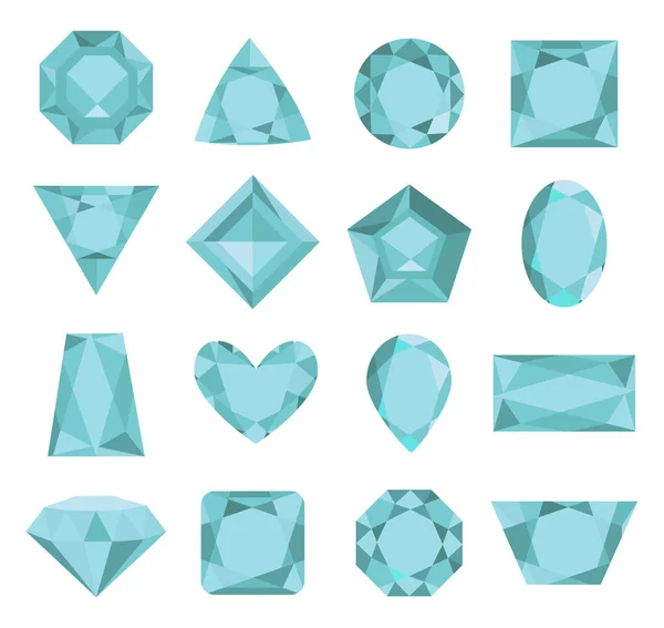 Hermosas Piedras Preciosas Colores Brillantes Joyas Iconos Vectoriales Joyas Joyas — Vector de stock