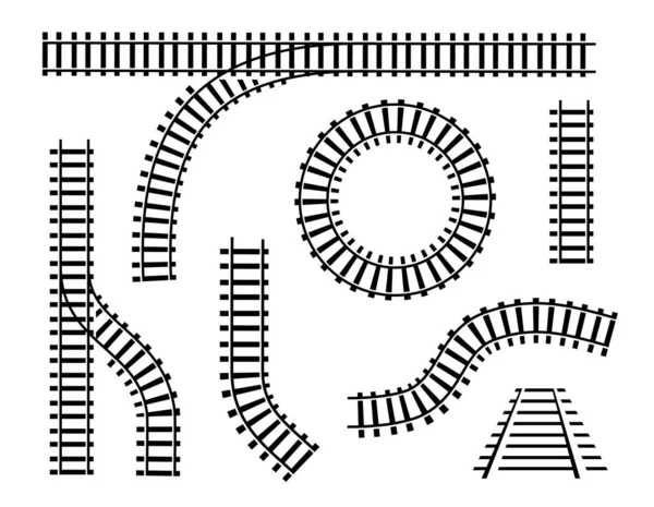 Ferrovia Curva Isolada Sobre Fundo Branco Desenho Arte Linha Reta —  Vetores de Stock