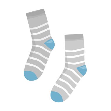 Beyaz arka planda izole edilmiş vektör çizimi düz dizayn renkli çoraplar. Tekstil, kalın çoraplar, sevimli yün kış kıyafetleri. Spor sezonu koleksiyonu.