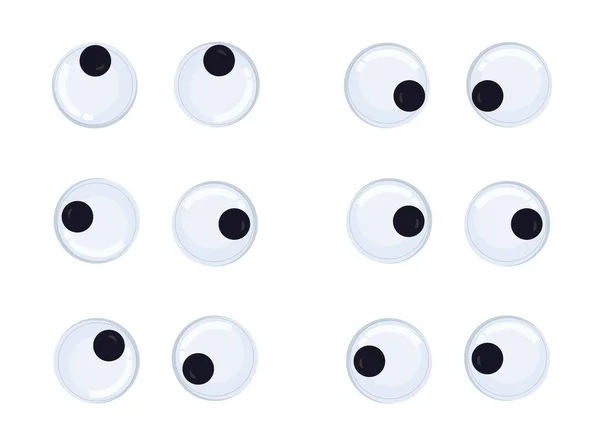 Toy Eyes Set Isolated White Background Wobbly Googly Plastic Open — Vetor de Stock