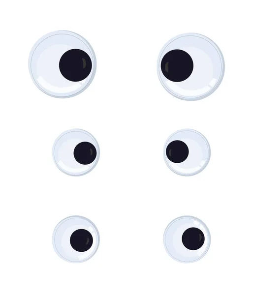 Toy Eyes Set Isolated White Background Wobbly Googly Plastic Open — Stock Vector