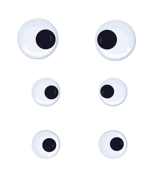 Toy Eyes Set Isolated White Background Wobbly Googly Plastic Open — ストックベクタ