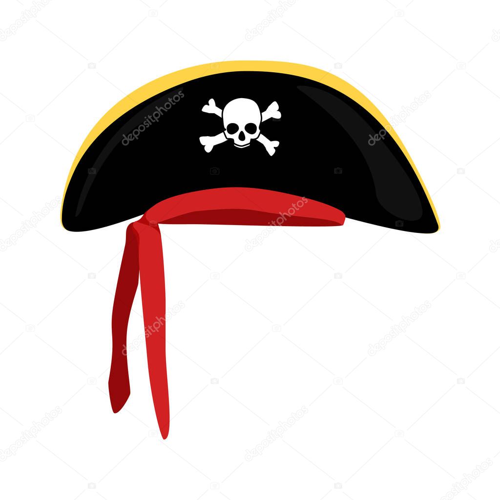 Pirate captain hat with a skull and crossbones. Vector