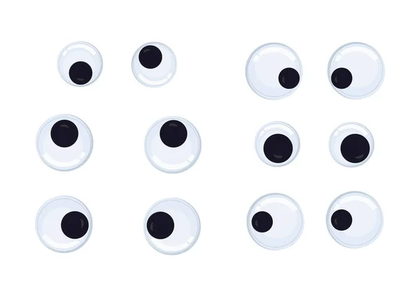 Toy Eyes Set Isolated White Background Wobbly Googly Plastic Open — Stockvektor