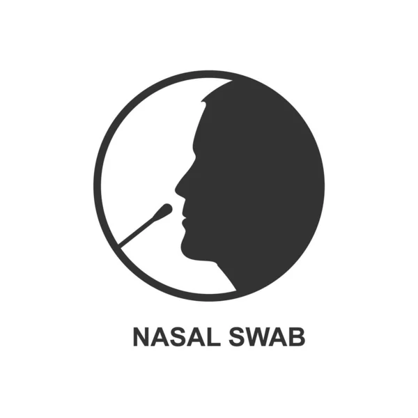 Ícone Teste Swab Nasal Covid Conceito Teste Coronavírus Vetor — Vetor de Stock