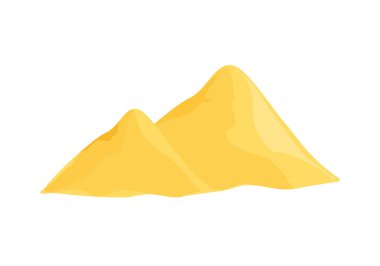 Beyaz arka planda izole edilmiş kum yığını. Vektör illüstrasyonu