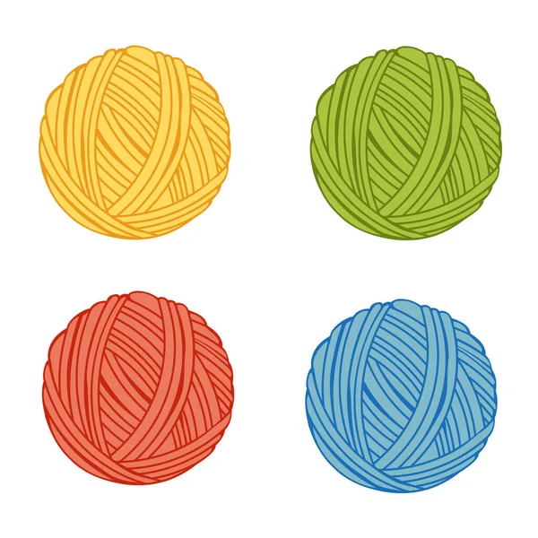 Colorful Yarn Ball Vector Icon Set Skeain Wool Cotton Handmade — Stock Vector