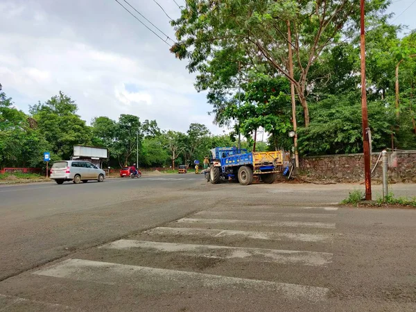 Pune Maharashtra India 2021 Clear Zebra Crossing Road Seen Cloudy — Stock fotografie