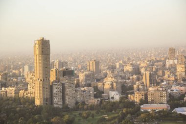 Kahire, Mısır 'daki Kahire Kulesi' nden Kahire ve Zamalek adalarının güzel manzarası.