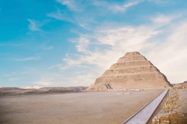 Djoser Piramidi Veya Djeser Zoser Veya Mısır Saqqara Mezarlığındaki Adım — Stok fotoğraf