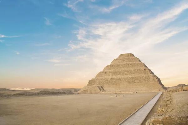 Pyramide Djoser Djeser Zoser Pyramide Étape Dans Nécropole Saqqara Egypte — Photo