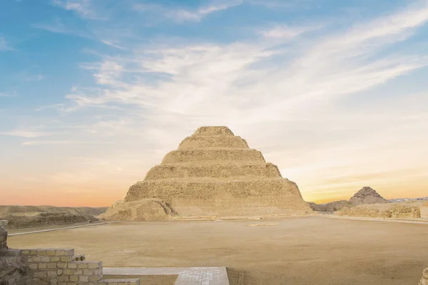 Djoser Piramidi Veya Djeser Zoser Veya Mısır Saqqara Mezarlığındaki Adım — Stok fotoğraf