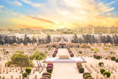 El Alamein İngiliz Savaş Mezarlığı 'nın güzel manzarası El Alamein, Mısır