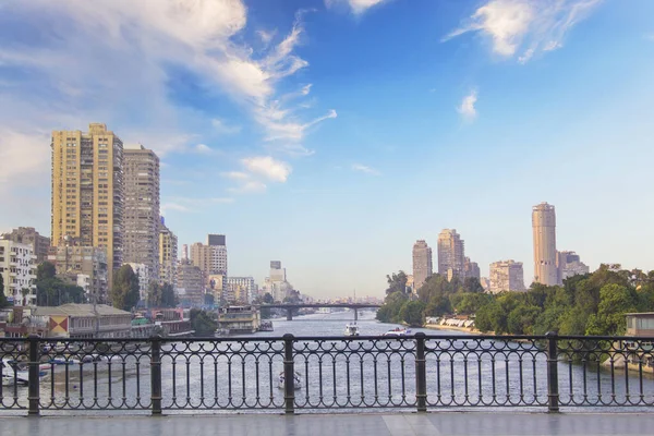 CAIRO, EGYPT - DECEMBER 29, 2021: Beautiful view of the Nile embankment in the center of Cairo, Egypt