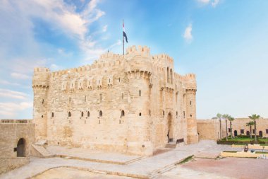 İskenderiye, Mısır 'daki Qaitbay Kalesi manzarası