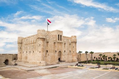 İskenderiye, Mısır 'daki Qaitbay Kalesi manzarası