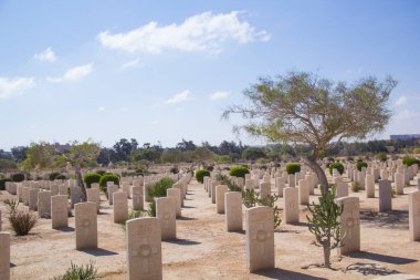 El Alamein İngiliz Savaş Mezarlığı 'nın güzel manzarası El Alamein, Mısır