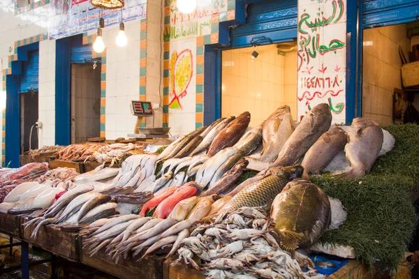 Cairo Egypt December 2021 Seller Central Fish Market Cairo Egypt — стокове фото