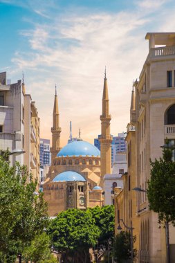 Muhammed el-Emin Camii ve Beyrut, Lübnan 'ın güzel manzarası.