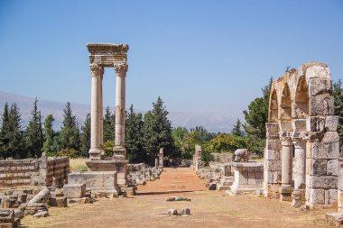 Beautiful view of the ruins of the ancient city of Anjar, Lebanon