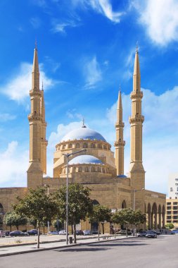 Muhammed el-Emin Camii ve Beyrut, Lübnan 'ın güzel manzarası.