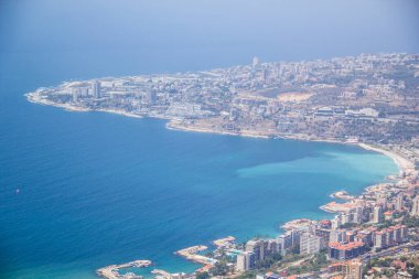Beautiful view of the resort town of Jounieh from Mount Harisa, Lebanon