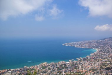 Beautiful view of the resort town of Jounieh from Mount Harisa, Lebanon