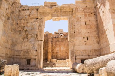 Beautiful view of the Temple of Bacchus in the ancient city of Baalbek, Lebanon