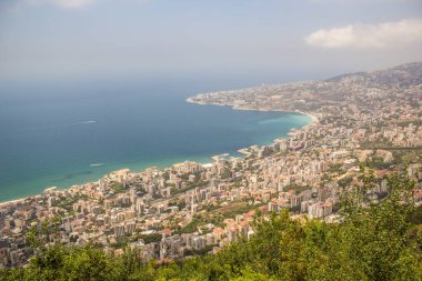 Beautiful view of the resort town of Jounieh from Mount Harisa, Lebanon