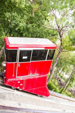 Beautiful view of the funicular at the resort town of Jounieh from Mount Harisa, Lebanon