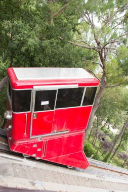 Beautiful view of the funicular at the resort town of Jounieh from Mount Harisa, Lebanon
