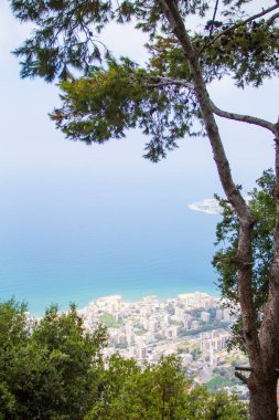 Beautiful view of the funicular at the resort town of Jounieh from Mount Harisa, Lebanon