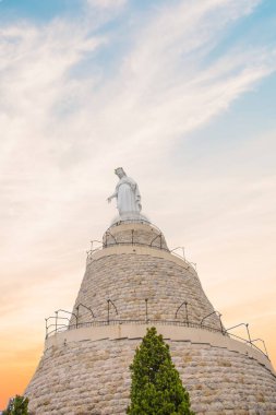 Beautiful view of Virgin Mary Harissa Lady of Lebanon at Mount Harisa, Lebanon