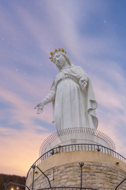 Beautiful view of Virgin Mary Harissa Lady of Lebanon at Mount Harisa, Lebanon