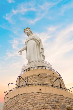 Beautiful view of Virgin Mary Harissa Lady of Lebanon at Mount Harisa, Lebanon