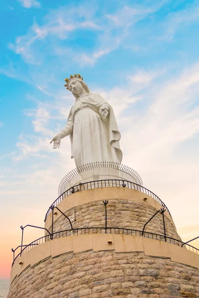 Beautiful view of Virgin Mary Harissa Lady of Lebanon at Mount Harisa, Lebanon