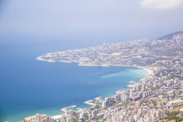 Beautiful view of the funicular at the resort town of Jounieh from Mount Harisa, Lebanon