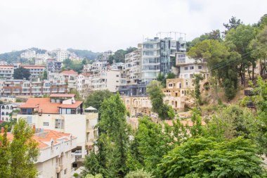 Beautiful view of the funicular at the resort town of Jounieh from Mount Harissa, Lebanon